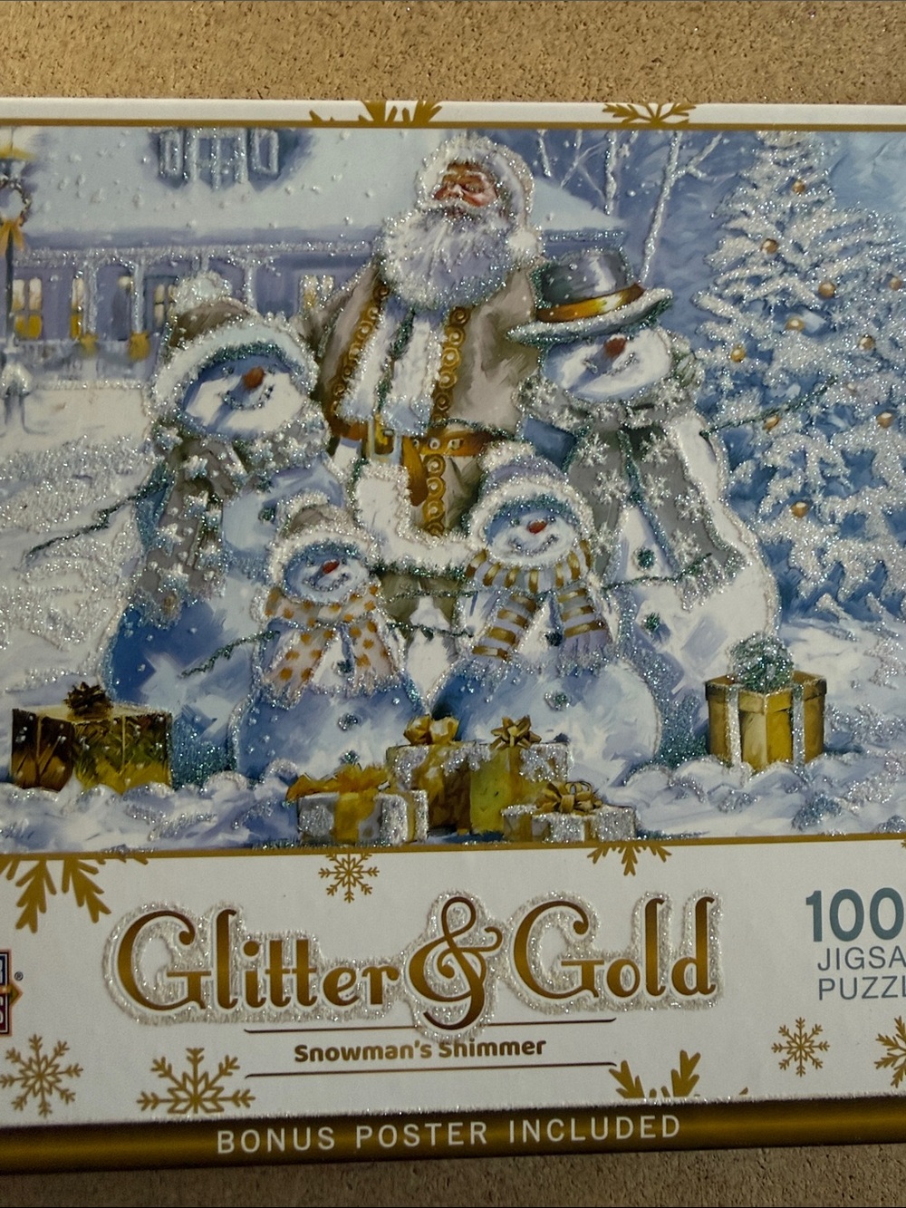 Glitter & Gold Snowman's Shimmer Holiday Puzzle - Gold & White
